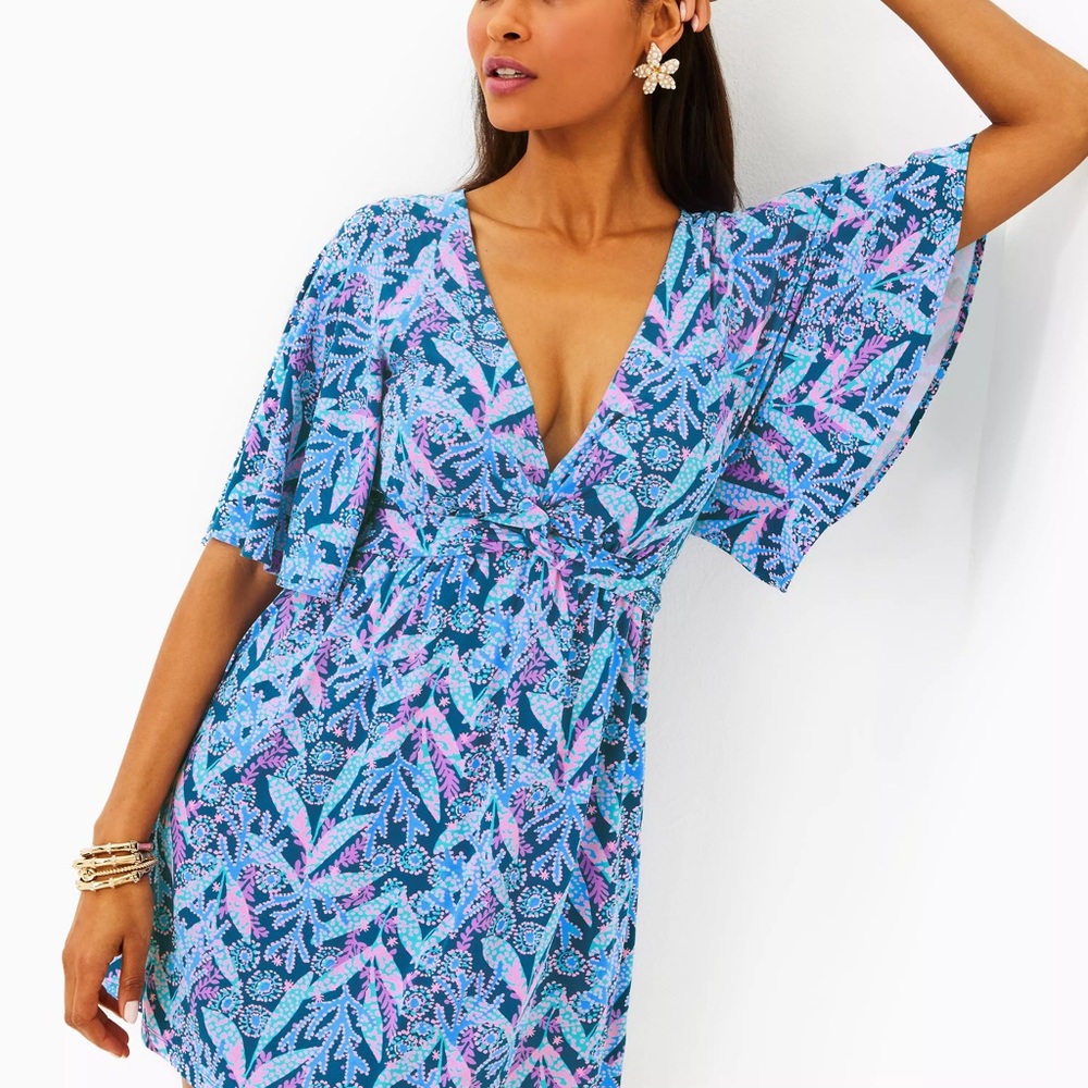 Lilly Pulitzer Minka Skirted Romper Barton Blue Star Gazing Small NWT